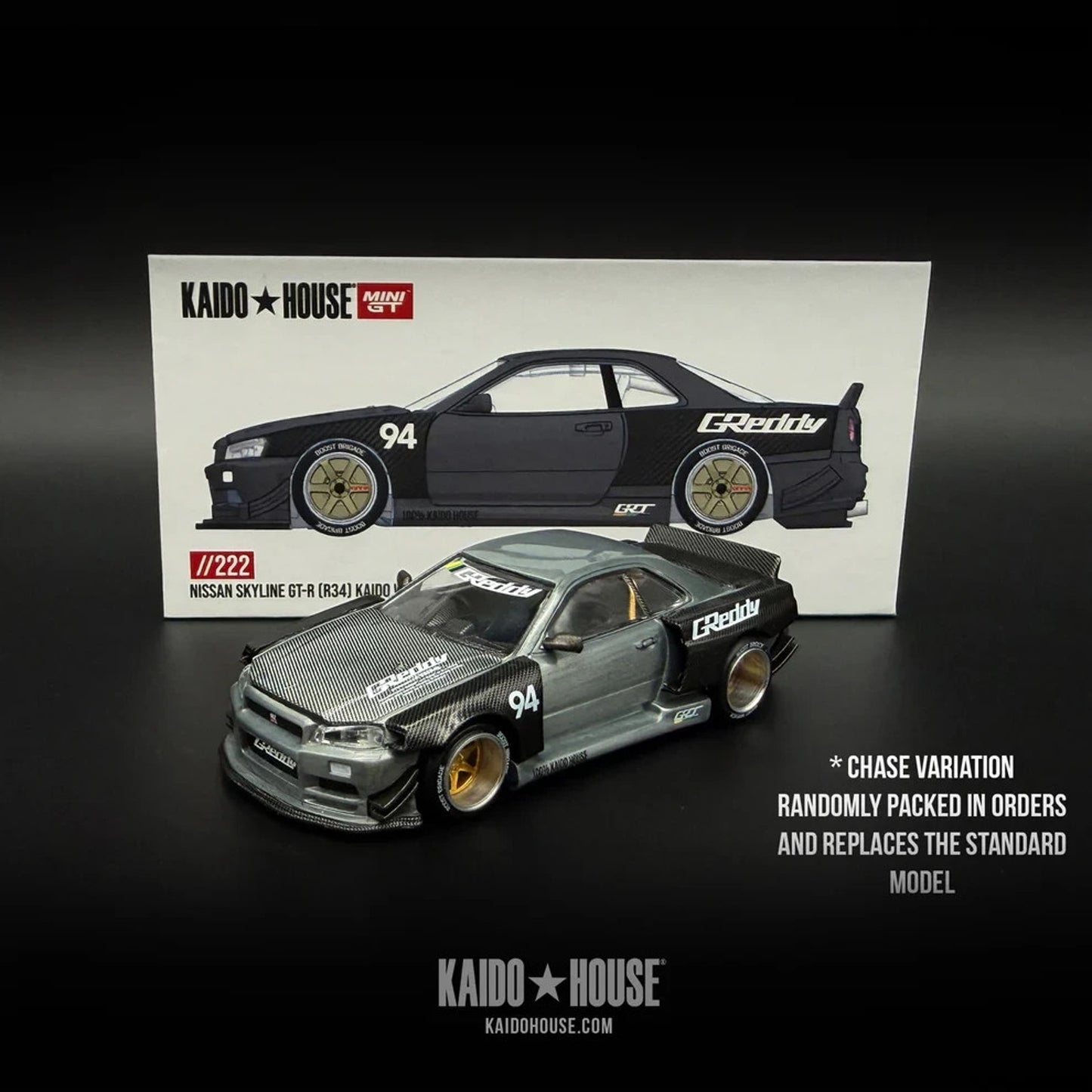 Chase! Kaido House 1:64 Nissan Skyline GT-R (R34) Kaido Works GReddy V2 KHMG222