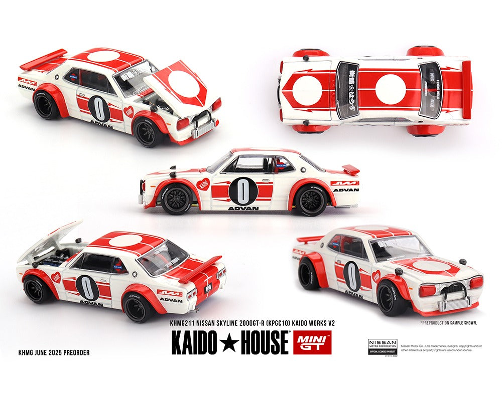 Kaido House x Mini GT 1:64 Nissan Skyline 2000GT-R (KPGC10) Kaido Works V2 – White