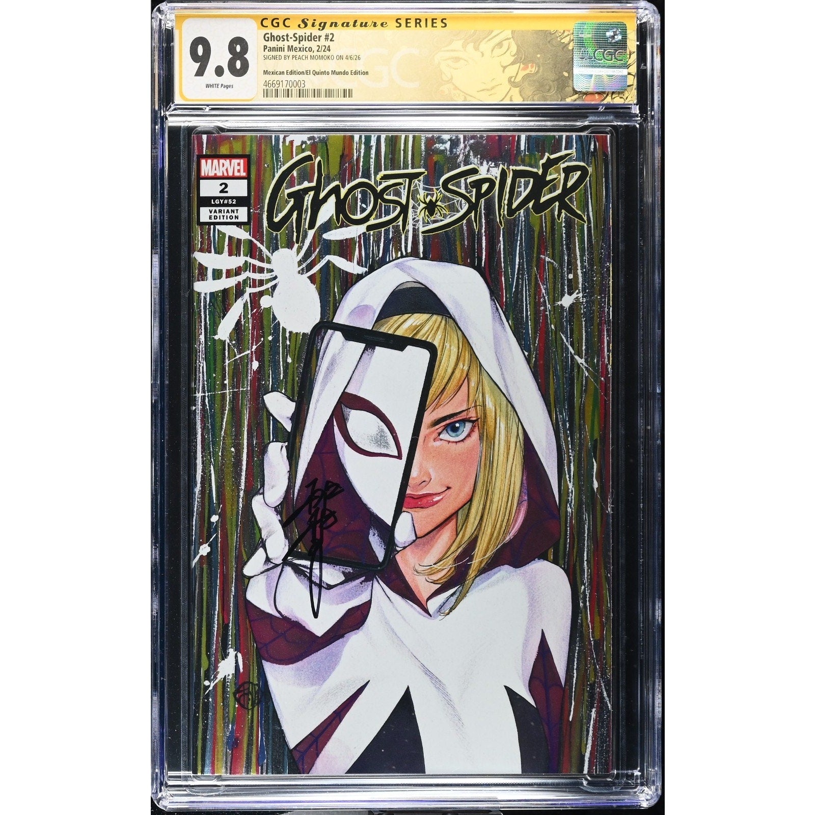 Ghost-Spider #2 CGC SS 9.8 Mexican Foil Peach Momoko Variant