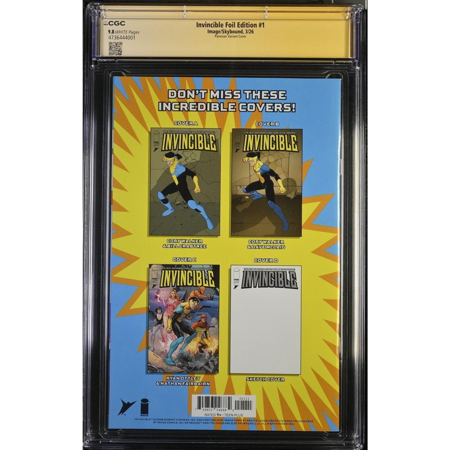 CGC SS 9.8 Invincible #1 Foil MegaCon Exclusive SIGNED by PANOSIAN & OTTLEY 1500