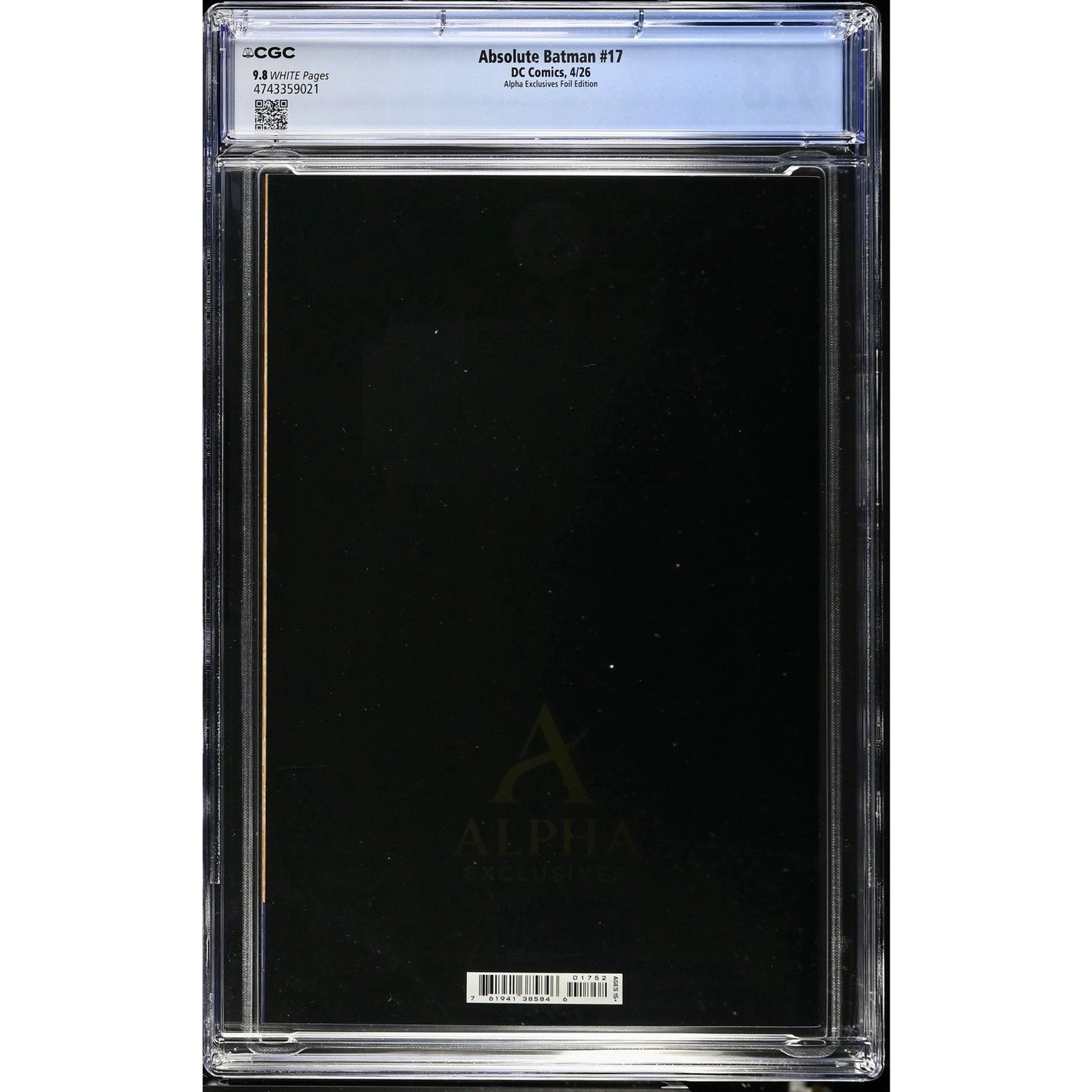 Absolute Batman #17 CGC 9.8 Alpha Exclusives Quah Virgin Foil Edition LTD 1000