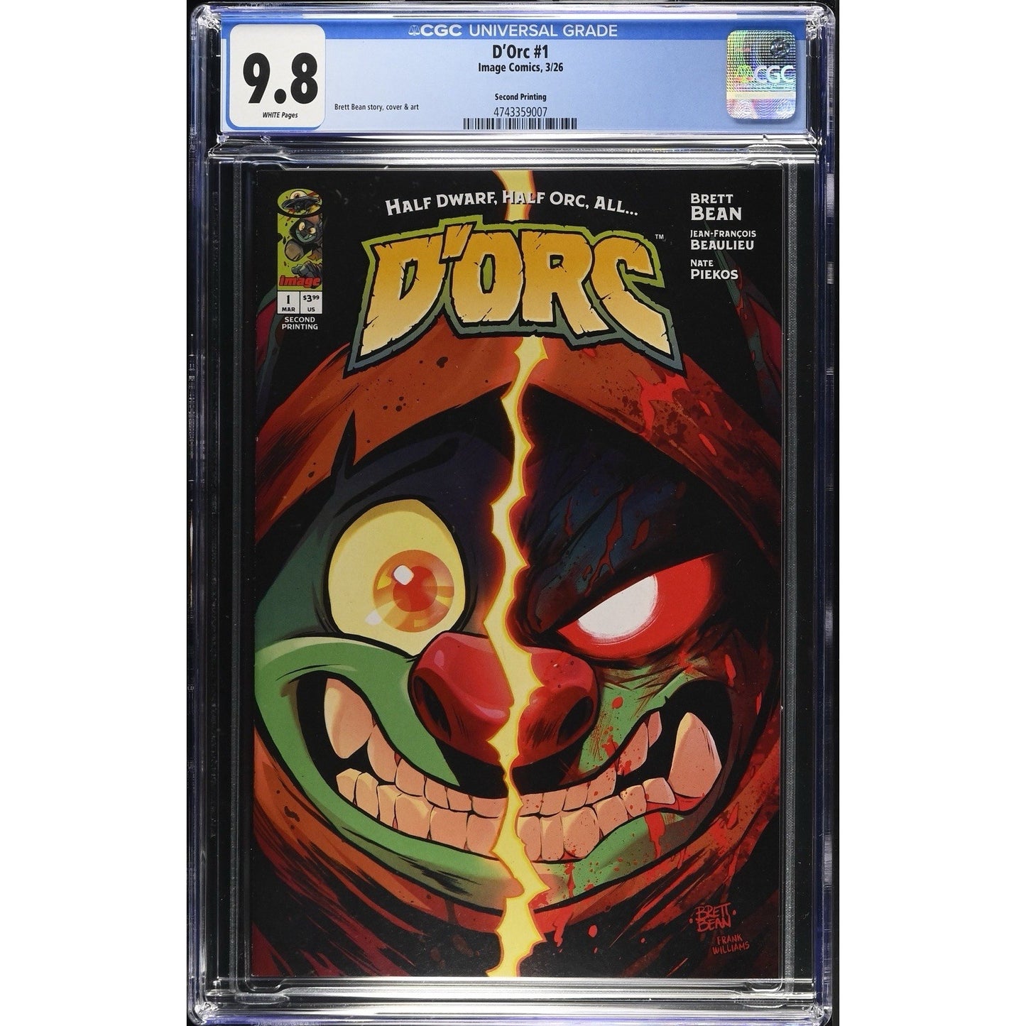 D'Orc #1 CGC 9.8 2nd Print Brett Bean Cover A DORC Image Comics