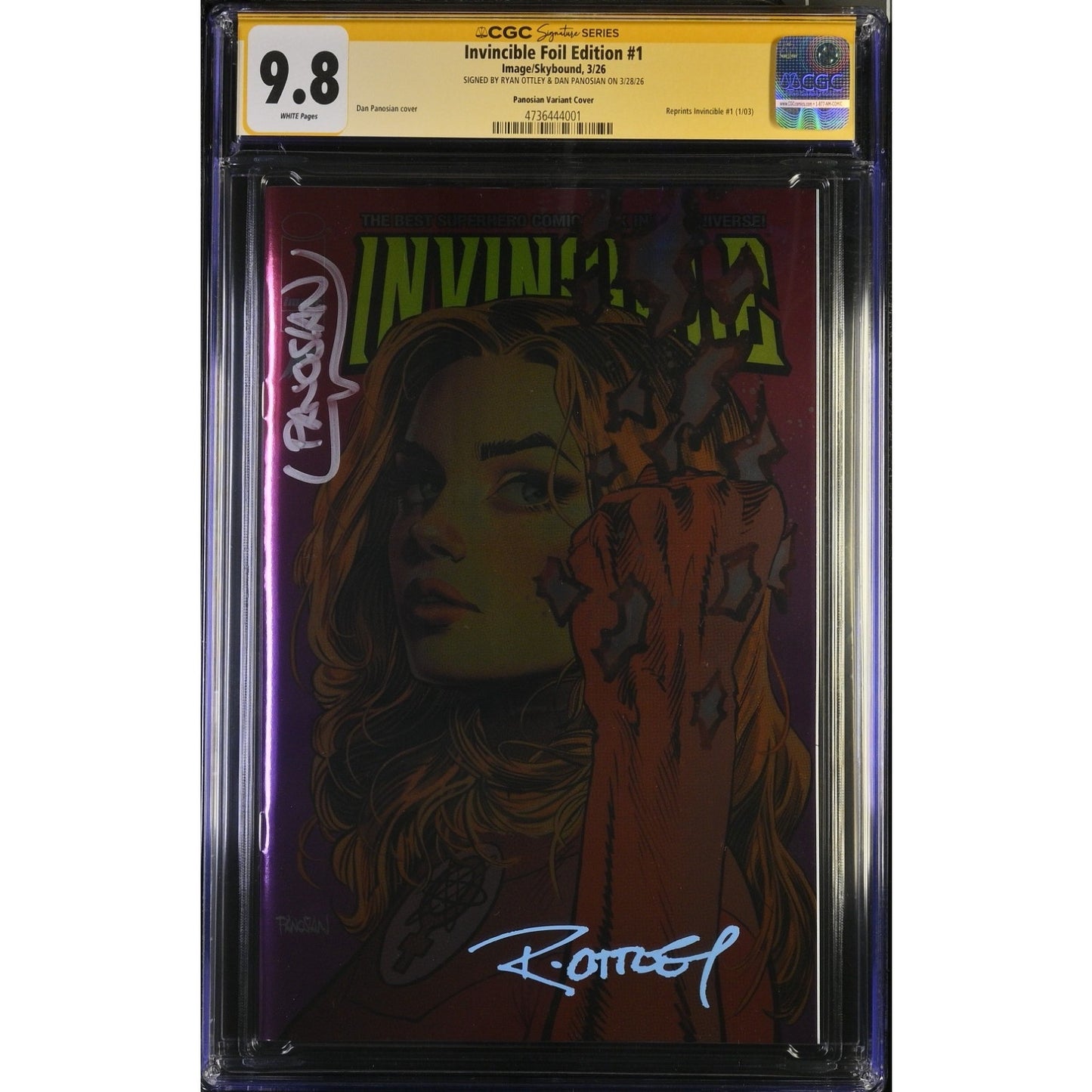 CGC SS 9.8 Invincible #1 Foil MegaCon Exclusive SIGNED by PANOSIAN & OTTLEY 1500