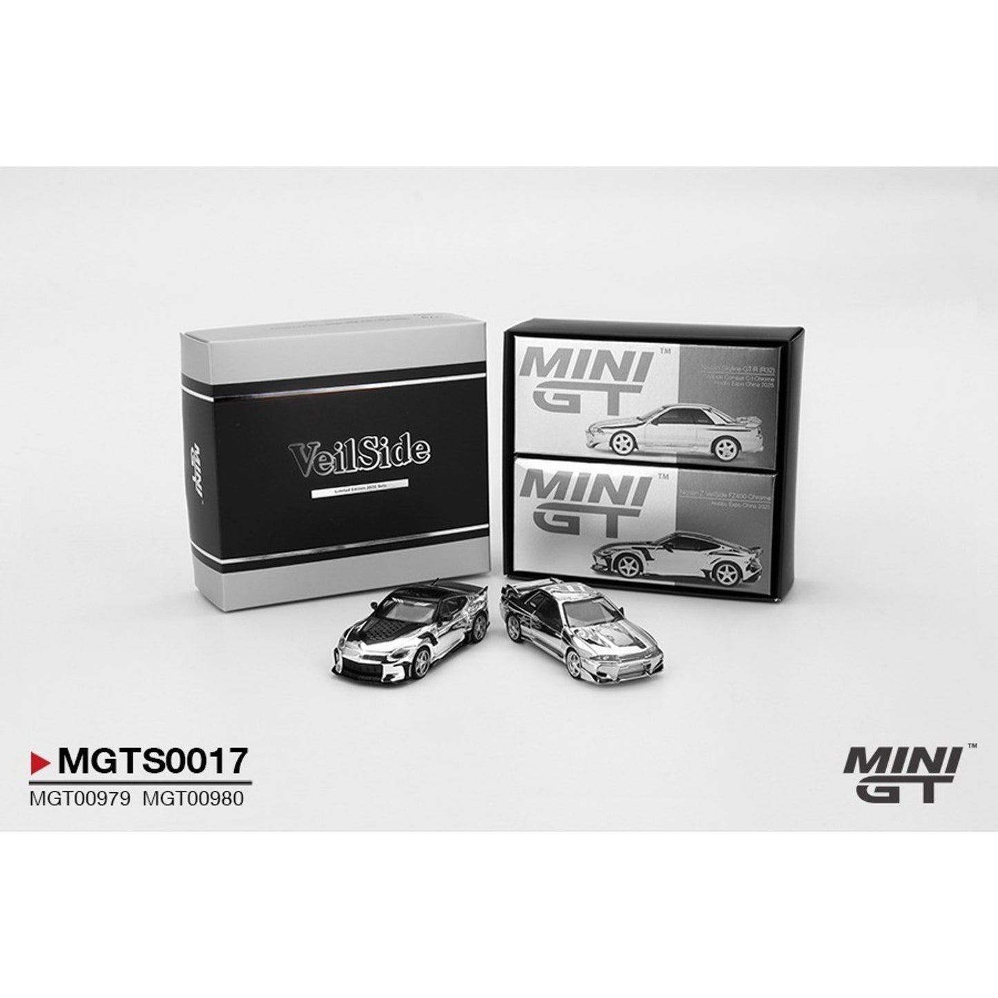 Mini GT 1/64 Veilside Nissan Chrome GT-R R32 & 400Z 2 Car Set Unopened US Seller