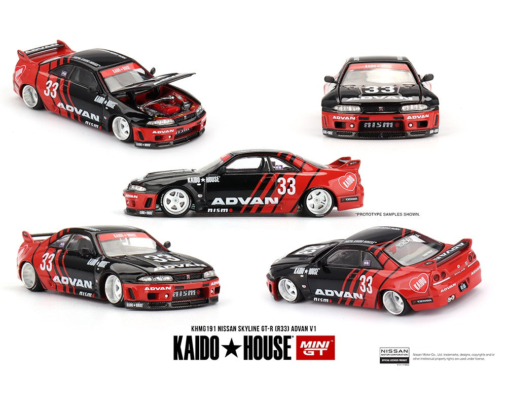 Kaido House x Mini GT 1:64 Nissan Skyline GT-R (R33) Kaido Works ADVAN