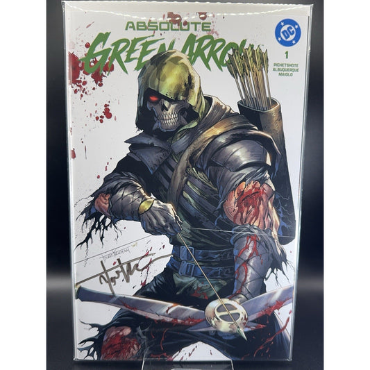 ABSOLUTE GREEN ARROW 1 Kirkham Battle Damage Variant TRADE DRESS Signed W/COA