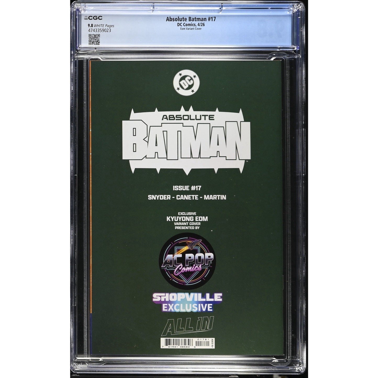 Absolute Batman 17 CGC 9.8 - Eom AC Pop 2026 Megacon Exclusive Trade