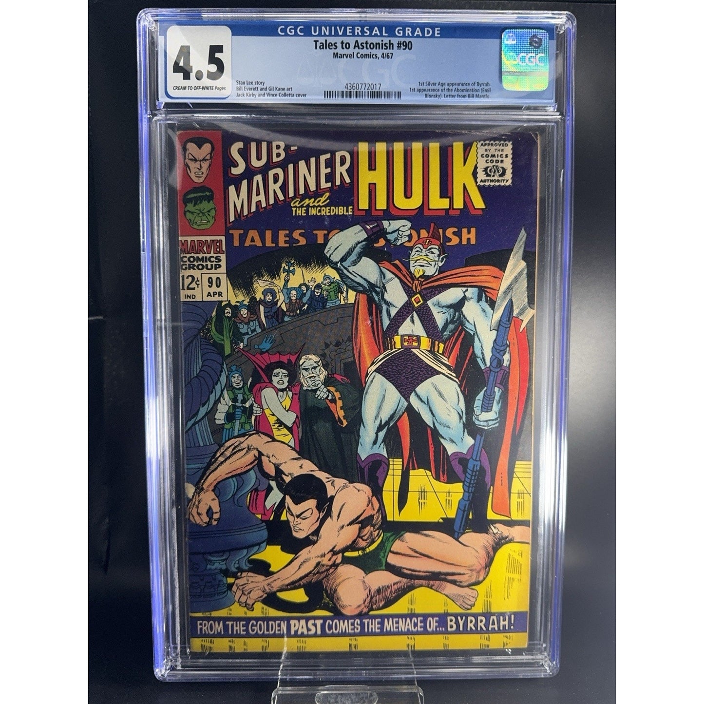 Tales to Astonish #90 CGC 4.5 1st Abomination Marvel Comics, 1967 JR1