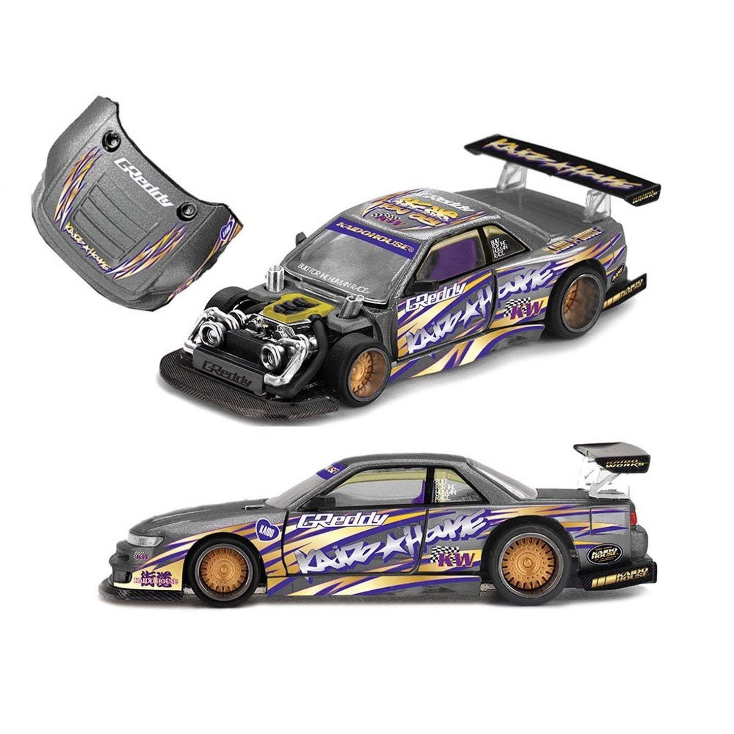 Kaido House x Mini GT 1:64 Nissan Silvia S13-R Kaido Drift V1 Greddy Gray #235