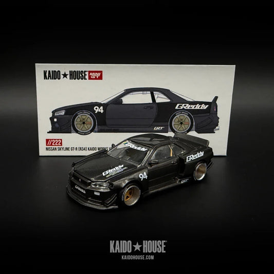 Kaido House x Mini GT 1:64 Nissan GT-R R34 Kaido Works GReddy V2 Black #222